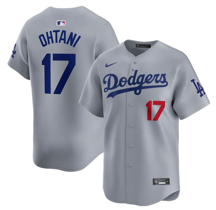 Los Angeles Dodgers #17 Shohei Ohtani Gray Alternate Limited Stitched Jersey - Click Image to Close